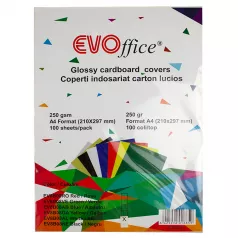Coperti carton color lucios A4, 250g/mp,100 coli/top EVOffice  alb