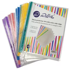 Folie protectie documente A4, cristal 105 microni, cu margine color 50 buc/set Willgo