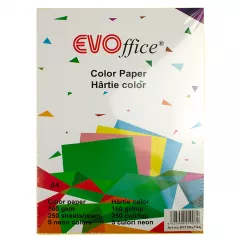 Hartie (carton) culori pastel A4, 160 g/mp, 250 coli/top Evoffice-galben