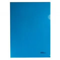 Mapa plastic transparent albastru, A4 cu deschidere in "L" , 120 microni, 50 buc/set EVOffice