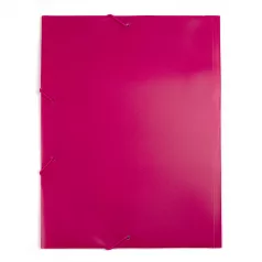 Mapa plastic rigid A4 (318*237mm) cu elastic si buzunar pt carte vizita - roz