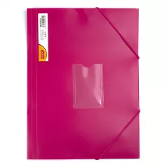 Mapa plastic rigid A4 (318*237mm) cu elastic si buzunar pt carte vizita - roz