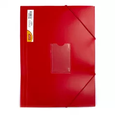 Mapa plastic rigid A4 (318*237mm) cu elastic si buzunar pt carte vizita EVOffice -rosu