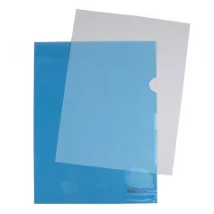 Mapa plastic transparent albastru, A4 cu deschidere in "L" , 120 microni, 50 buc/set EVOffice