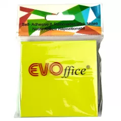 Notes autoadeziv 76*76 mm, galben neon, 100 file EVOffice