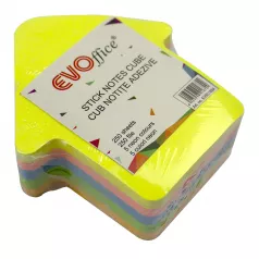 Notes autoadeziv cub color 250 file, 5 culori neon  EVOffice - Sageata