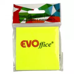 Notes static (magnetic) plastic 75*75 mm galben neon, 100 file EVOffice