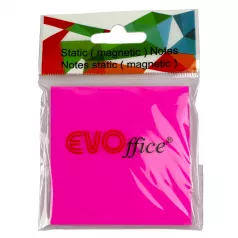 Notes static (magnetic) plastic 75*75 mm roz neon, 100 file EVOffice