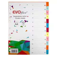 Separatoare carton 12 culori/set  EVOffice