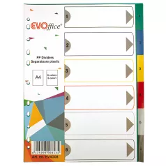 Separatoare plastic 6 culori/set EVOffice