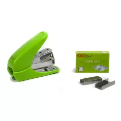 Set capsator metalic 24/6-26/6, 20coli 50% p-s(in blister+o cut de capse24/6)EVOffice-verde