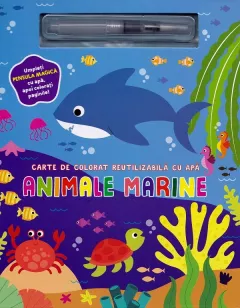 Animale marine. Carte de colorat cu apa