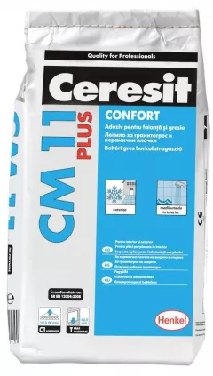 Adeziv gresie si faianta Ceresit CM 11 Plus, gri, interior / exterior, 5 kg