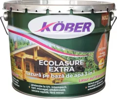 Lac protector / Lazura 3 in 1 pentru lemn, Kober Ecolasure Extra, pe baza de apa, int/ext, stejar inchis, 10 L