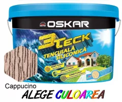 Tencuiala decorativa siliconica, Oskar 3Teck, scoarta de copac, cappuccino, 25 kg