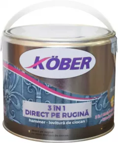 Vopsea alchidica pentru metal, Kober 3 in 1 Hammer, efect Lovitura de ciocan, int/ext, rosu, 2.5 L