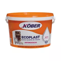 Vopsea lavabila interior, Kober Ecoplast, antimucegai, alb, 3 L