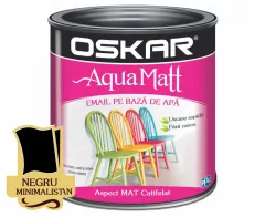 Vopsea pentru lemn si metal, OSKAR Aqua Matt, pe baza de apa, negru minimalist, 2.5 L