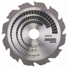 Bosch Panza de ferastrau circular Construct Wood, 190 x 30 mm, 12 dinti
