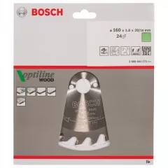 Bosch Panza de ferastrau circular Optiline Wood, 160 x 20 / 16 mm, 24 dinti