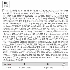 Yato YT-3879 Trusa de scule profesionala, 108 piese