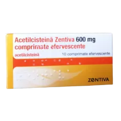 Acetilcisteina 600 mg, 10 comprimate efervescente, Zentiva