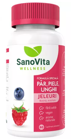 Jeleuri cu vitamine Par Piele Unghii, 60 bucati, Sanovita Wellness