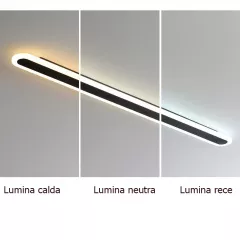 Aplica LED liniara, design modern, 80 cm, negru, lumina calda, rece si neutra, buz