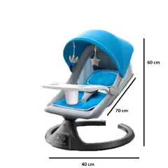 Balansoar electric bebe, 3in1, balansare automata, bluetooth, jucarii detasabile, usb, tavita detasabila, albastru