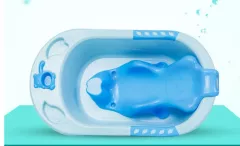 Cadita de baie, cu suport anatomic, usor de utilizat, picioare antiderapante, varsta 0-3 ani, albastru