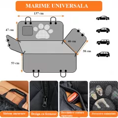 Husa bancheta auto sau portbagaj, 4in1, pentru transport si protectie animale, impermeabila, antialunecare, universala, neagra