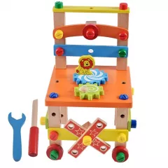 Jucarii 3+ - Jucarie din lemn educativa si interactiva, tip scaunel, multifunctional, Montessori, asociere, invatare prin joaca, buz.ro