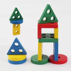 Jucarie interactiva si educativa Montessori, sortator figuri geometrice, puzzle, din lemn