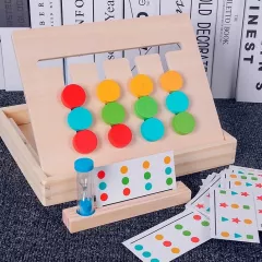 Jucarie intractiva si educativa puzzle Montessori, joc de culoare, orientare, logica, sortare dupa model, din lemn