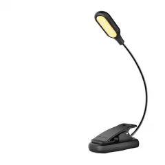 Lampa LED pentru citit, cu clema, 3 intensitati lumina 6500K, reglabila, flexibila, 360 grade, neagra