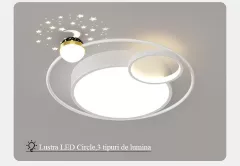 Lampi - Lustra LED Circle, 3 cercuri, 3 tipuri de lumini, intensitate reglabila, 50x9cm, alba, buz.ro