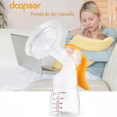 Pompa de san manuala Doopser, alaptare naturala, biberon cu senzor temperatura, tetina, cupa silicon, 2 nivele ajustabile