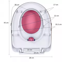 Reductor WC copii portabil, suprafata de siguranta antialunecare, antiderapant, roz, forma ovala, buz, 45L x 38l cm