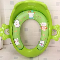 Reductor WC pentru copii, cu manere si burete, antiderapant, verde, buz