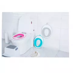 Reductor WC pentru copii, portabil, antiderapant, cu inel de prindere, gri cu alb