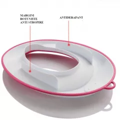 Reductor WC pentru copii, portabil, antiderapant, cu inel de prindere, roz cu alb