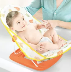 Scaun de baie bebe, cu spatar, pliabil in 3 pozitii, antiderapant, galben
