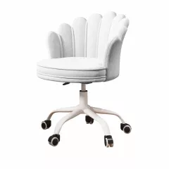 Scaun de birou, modern, din catifea, elegant, ergonomic, rotativ, inaltime reglabila intre 74-84 cm, alb, buz