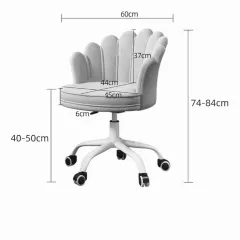 Scaun de birou, modern, din catifea, elegant, ergonomic, rotativ, inaltime reglabila intre 74-84 cm, gri, buz