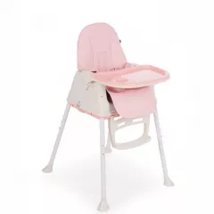 Scaun de masa pentru bebe, multifunctional, 2in1, cu husa, tavita detasabila, roz, buz