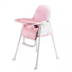 Scaun de masa pentru bebe, multifunctional, 2in1, cu husa, tavita detasabila, roz, buz