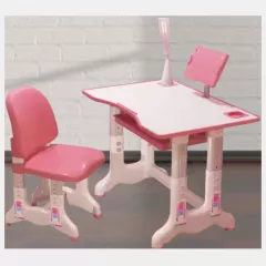 Mobilier camera copilului - Set de masa si scaun pentru copii, ajustabile, cu lampa inclusa, culoare roz, LEXI, buz.ro