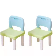 Set masa si 2 scaune pentru activitati copii, cu design interactiv, alfabet albastru, 51x51 cm