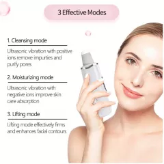 Ultrasonic- Aparat curatare faciala, lifting ten, indepartare puncte negre, hidratare, skin scrubber, peeling,alb