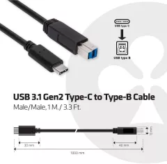 Accesoriu pentru imprimanta club 3d Cablu USB Club 3D USB 3.1 tip C - USB tip B 1m (CAC-1524)